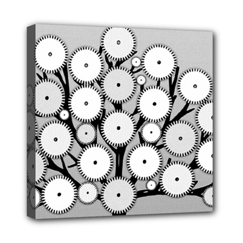 Gears Tree Structure Networks Mini Canvas 8  x 8 