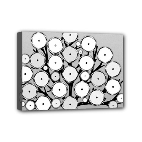 Gears Tree Structure Networks Mini Canvas 7  x 5 