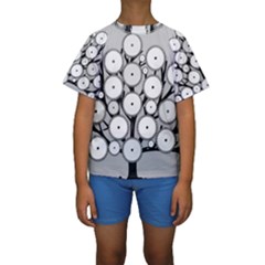 Gears Tree Structure Networks Kids  Short Sleeve Swimwear