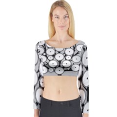 Gears Tree Structure Networks Long Sleeve Crop Top by Sapixe