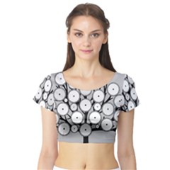 Gears Tree Structure Networks Short Sleeve Crop Top