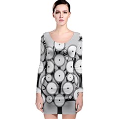 Gears Tree Structure Networks Long Sleeve Bodycon Dress