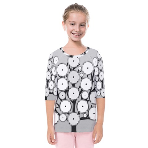 Gears Tree Structure Networks Kids  Quarter Sleeve Raglan Tee by Sapixe