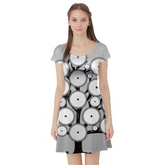 Gears Tree Structure Networks Short Sleeve Skater Dress by Sapixe