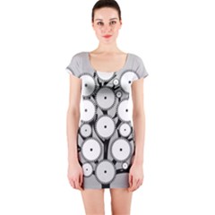 Gears Tree Structure Networks Short Sleeve Bodycon Dress