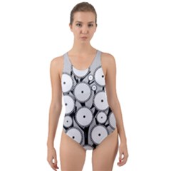 Gears Tree Structure Networks Cut-Out Back One Piece Swimsuit