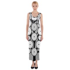 Gears Tree Structure Networks Fitted Maxi Dress