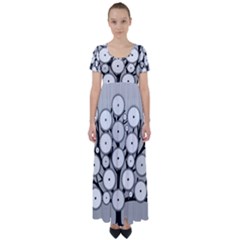 Gears Tree Structure Networks High Waist Short Sleeve Maxi Dress