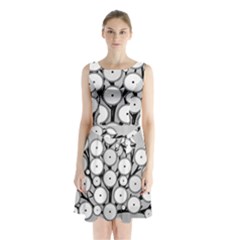 Gears Tree Structure Networks Sleeveless Waist Tie Chiffon Dress