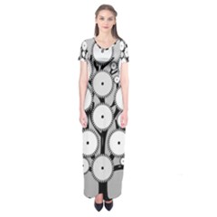 Gears Tree Structure Networks Short Sleeve Maxi Dress