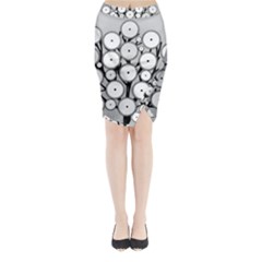 Gears Tree Structure Networks Midi Wrap Pencil Skirt