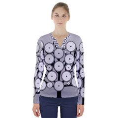 Gears Tree Structure Networks V-Neck Long Sleeve Top