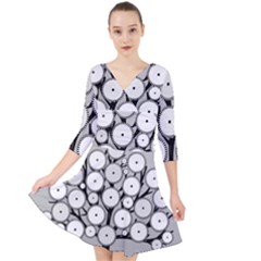 Gears Tree Structure Networks Quarter Sleeve Front Wrap Dress