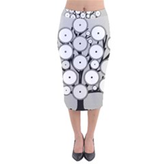 Gears Tree Structure Networks Velvet Midi Pencil Skirt