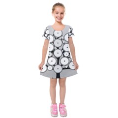 Gears Tree Structure Networks Kids  Short Sleeve Velvet Dress