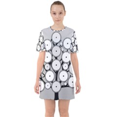 Gears Tree Structure Networks Sixties Short Sleeve Mini Dress