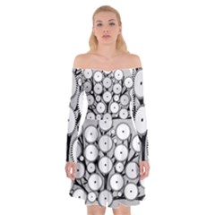 Gears Tree Structure Networks Off Shoulder Skater Dress