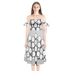 Gears Tree Structure Networks Shoulder Tie Bardot Midi Dress