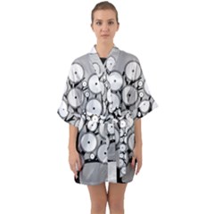 Gears Tree Structure Networks Quarter Sleeve Kimono Robe