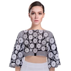 Gears Tree Structure Networks Tie Back Butterfly Sleeve Chiffon Top by Sapixe