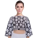 Gears Tree Structure Networks Tie Back Butterfly Sleeve Chiffon Top View1