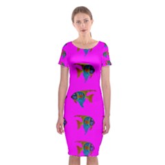 Opposite Way Fish Swimming Classic Short Sleeve Midi Dress by Sapixe