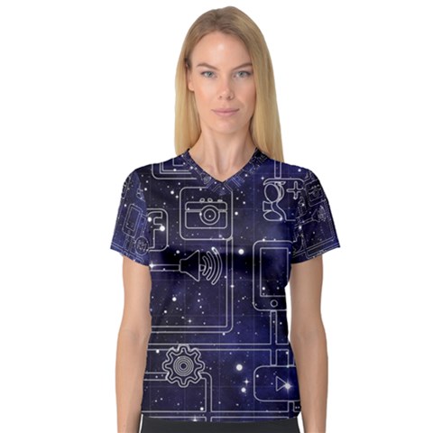 Networks Internet Social V-neck Sport Mesh Tee by Sapixe