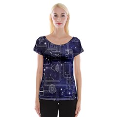 Networks Internet Social Cap Sleeve Tops by Sapixe