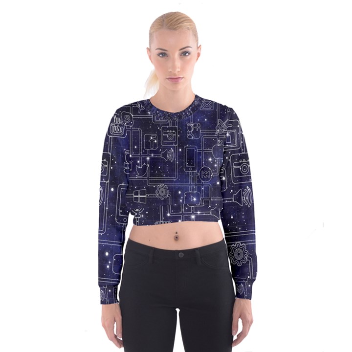 Networks Internet Social Cropped Sweatshirt