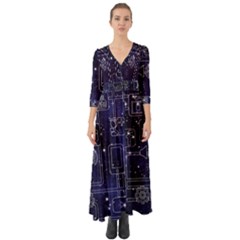 Networks Internet Social Button Up Boho Maxi Dress by Sapixe