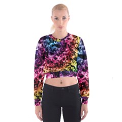 Smoke Colors Soul Black Blue Cropped Sweatshirt by Sapixe