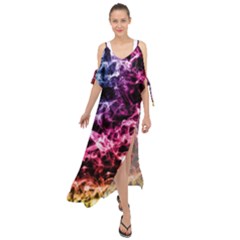 Smoke Colors Soul Black Blue Maxi Chiffon Cover Up Dress