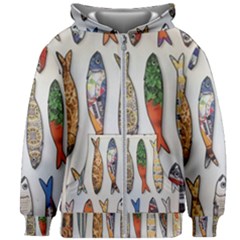 Fish Sardines Motive Pattern Kids Zipper Hoodie Without Drawstring by Sapixe