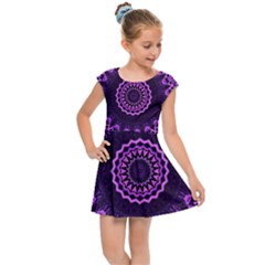 Mandala Purple Mandalas Balance Kids Cap Sleeve Dress by Sapixe