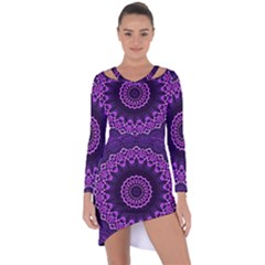 Mandala Purple Mandalas Balance Asymmetric Cut-out Shift Dress