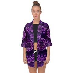 Mandala Purple Mandalas Balance Open Front Chiffon Kimono by Sapixe