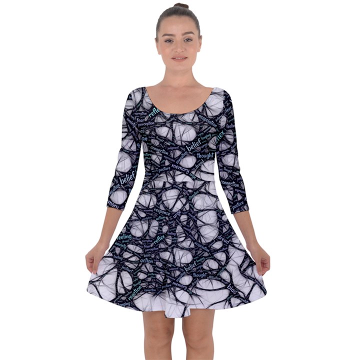 Mindset Neuroscience Thoughts Quarter Sleeve Skater Dress