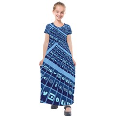 Mobile Phone Smartphone App Kids  Short Sleeve Maxi Dress