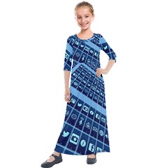 Mobile Phone Smartphone App Kids  Quarter Sleeve Maxi Dress