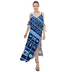 Mobile Phone Smartphone App Maxi Chiffon Cover Up Dress