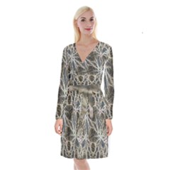 Recordings Memory Unconscious Long Sleeve Velvet Front Wrap Dress by Sapixe