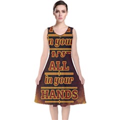 Motivation Live Courage Enjoy Life V-neck Midi Sleeveless Dress  by Sapixe