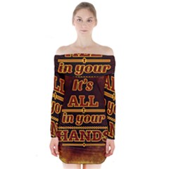 Motivation Live Courage Enjoy Life Long Sleeve Off Shoulder Dress by Sapixe