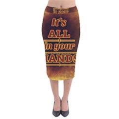 Motivation Live Courage Enjoy Life Velvet Midi Pencil Skirt by Sapixe