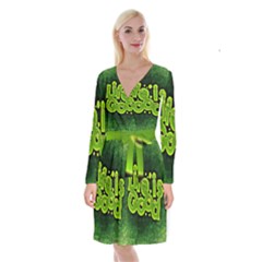 Motivation Live Courage Enjoy Life Long Sleeve Velvet Front Wrap Dress by Sapixe