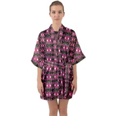 Butterflies In A Wonderful Forest Of Climbing Flowers Quarter Sleeve Kimono Robe by pepitasart