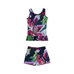 Lilac And Lillies 3 Kid s Boyleg Swimsuit