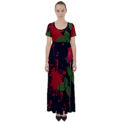 Background Texture Stain High Waist Short Sleeve Maxi Dress