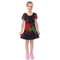 Background Texture Stain Kids  Short Sleeve Velvet Dress