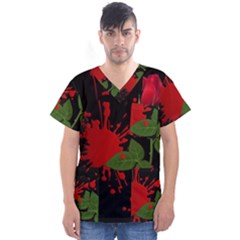 Background Texture Stain Men s V-Neck Scrub Top